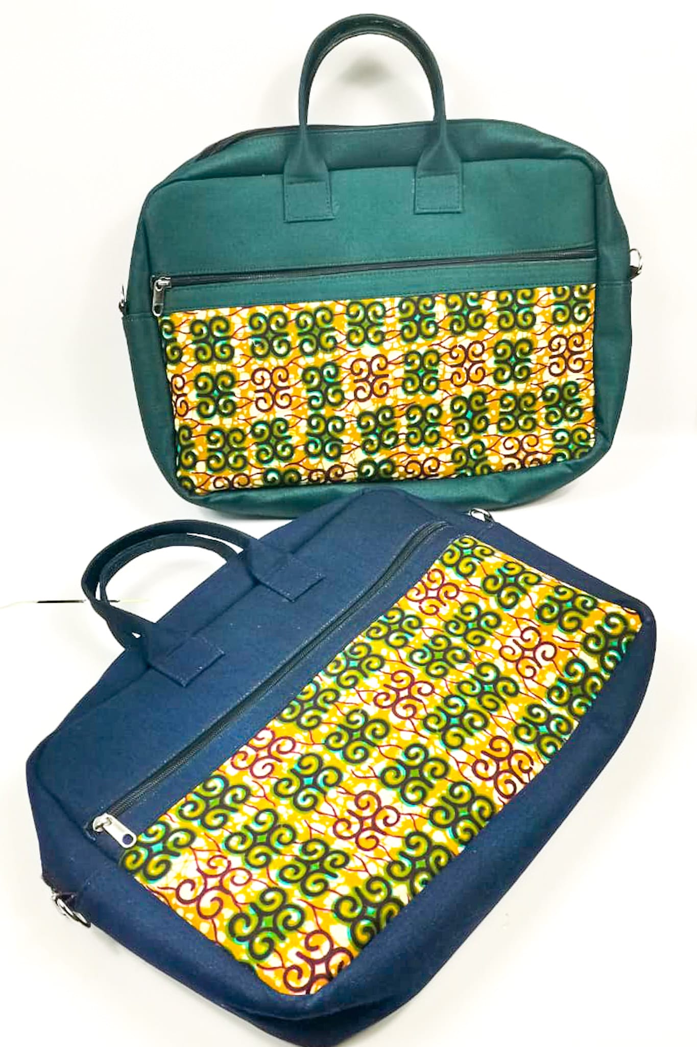 Ankara and Denim Laptop Bag
