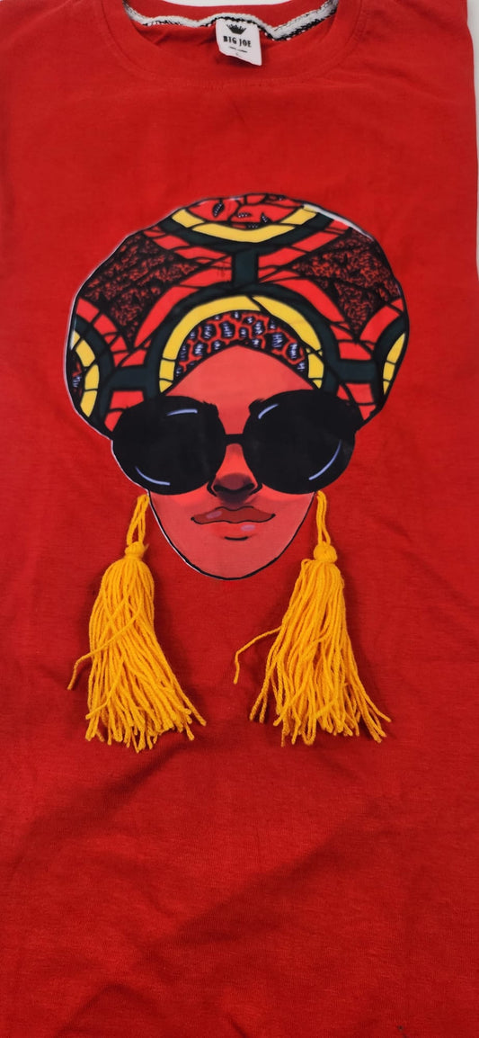 African Queen Tees - Red on Red
