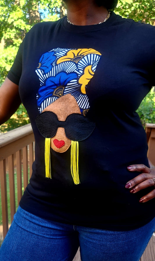 African Queen Tees - Blue Scarf