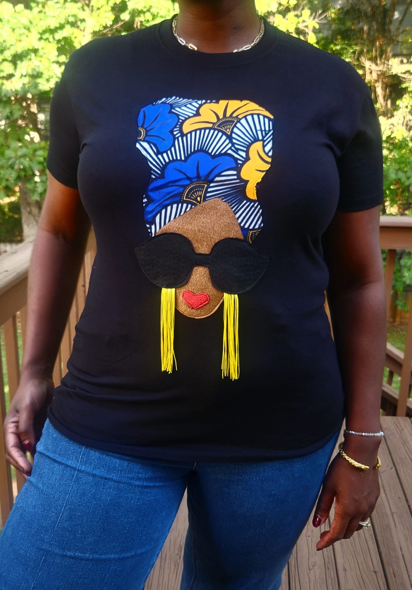African Queen Tees - Blue Scarf